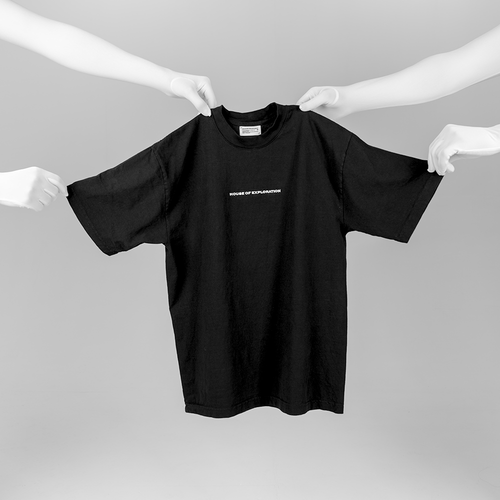 hands-holding-house-of-exploration-t-shirt-front
